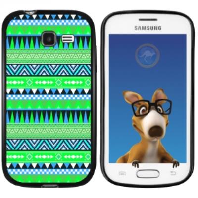 Coque Souple en gel noir pour Galaxy Trend Lite avec impression Motifs aztèque bleu et vert