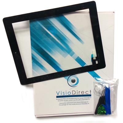 Visiodirect Vitre ecran Tactile pour iPad Air Noir Bouton Home adh&eacute;sifs + Outils