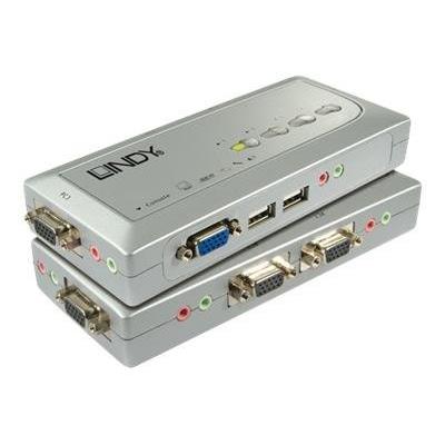 Lindy KVM Switch Compact USB Audio - KVM / audio / USB switch - 4 poorten - desktop
