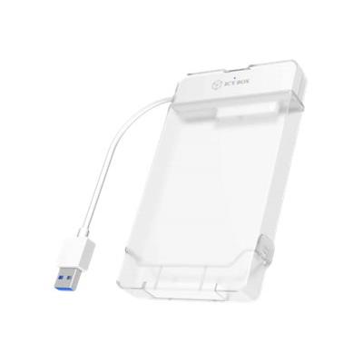 ICY BOX IB-AC703-C, USB 3.2 Gen 1 Type-C zu 2,5" SATA Festplatten (9,5 mm Höhe) Adapter Kabel mit Schutzbox, Zugriff LED, weiß