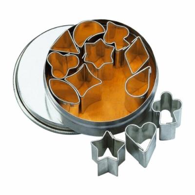 BIRKMANN 170445 SET DE 12 EMPORTE-PIÈCES DE GARNITURE, PETITS, 1-1,5 CM, DANS BOÎTE MÉTALLIQUE Ø 5 CM, FER BLANC