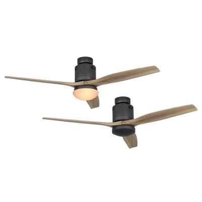 Ventilateur de plafond DC, moderne 132 Cm Gris basalte pales bois naturel avec lampe et télécommande, CASAFAN AERODYNAMIX