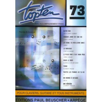 Partitions variété, pop, rock... PAUL BEUSCHER PUBLICATIONS TOP TEN N°73 - PVG Piano voix guitare