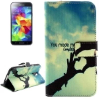 Galaxy S5:Coque Housse Cuir PU You Made Me Complete Coeurs