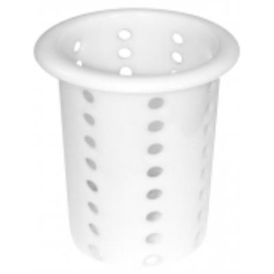 Panier à couverts cylindrique perforé en polyéthylène blanc Ø 10 cm H 13,5 cm