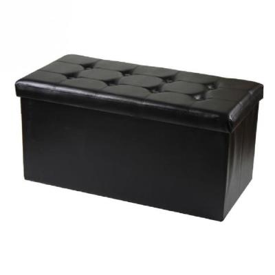 Pouf et rangement pliable noir 38 cm