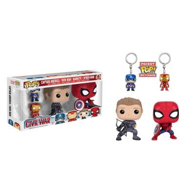 Figurine Captain America Civil War - 4-Pack Hawkeye & Spiderman + 2 pocket Pop