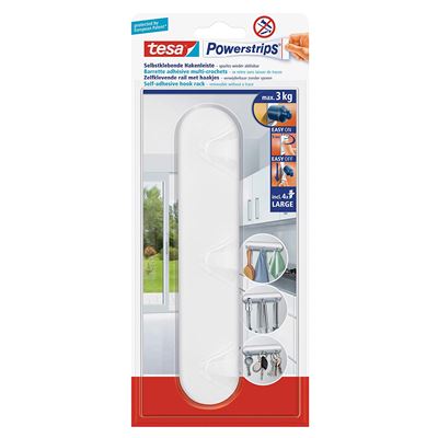 Tesa 580940000003 Powerstrips Pack de 3 Multi Crochets avec 4 Languettes Blanc