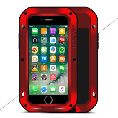 Coque metal et silicone LOVE MEI Powerful Snow Dirt rigide pour iPhone 7 plus 5.5 - Rouge