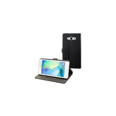 Muvit Slim Folio - Flip cover voor mobiele telefoon - polycarbonaat, imitatieleer - zwart - voor Samsung Galaxy A7