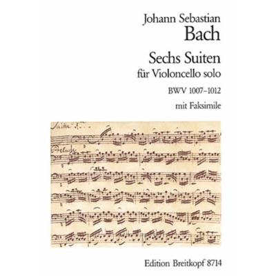 Partitions classique EDITION BREITKOPF BACH J.S. - 6 SUITES POUR VIOLONCELLE SOLO BWV 1007-1012 (AVEC FAC-SIMILE) Violoncelle