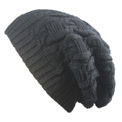 Femmes dames hommes chapeau tricoté hiver surdimensionné slouch beanie chapeau casquette skateboard chapeaux Noir