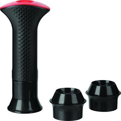 Trudeau 2684306 pompe à vin avec 2 bouchons plastique métal noir 21 x 11,5 x 6 cm