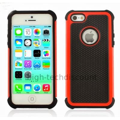 Housse etui coque anti choc rigide pour Apple iPhone 5C + film ecran - ROUGE