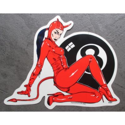 sticker diablesse 8 ball autocollant devil girl boule billad