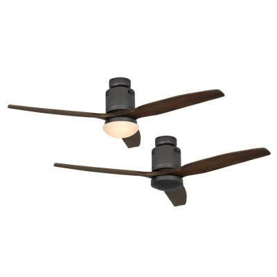 Ventilateur de plafond DC, moderne 132 Cm Gris basalte pales bois noyer avec lampe et télécommande, CASAFAN AERODYNAMIX