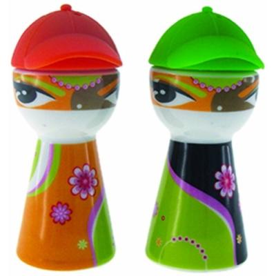 LEBRUN 9100702 SALIÈRE ET POIVRIÈRE FORME DE PERSONNAGE AVEC CASQUETTE PORCELAINE