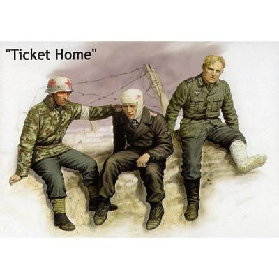 Figurines 2ème guerre mondiale : billet de retour : 1 infirmier et 2 blessés : armée allemande 1941- master box