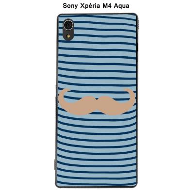Coque Sony Xpéria M4 Aqua - Marinière Moustache - 1 Toasted Almond
