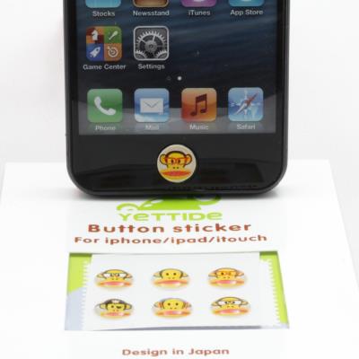 Lot 6 autocollants Singe Monkey pour le bouton home de l'iPhone - iPhone 4 / 4S / 5 / 5C