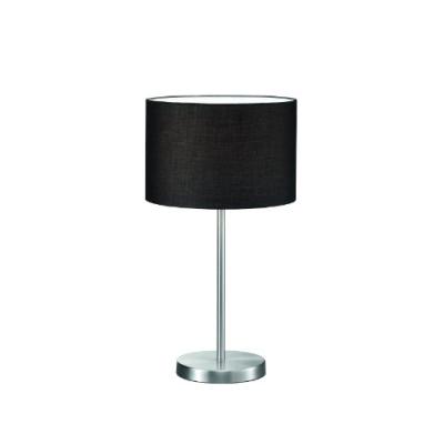 Trio Leuchten 511100102 Lampe Avec Abat-Jour En Tissu, 1 Ampoule E27 Max. 60 W (Non Incluse) Nickel Matnoir Ø 30 Cm, Hauteur 54