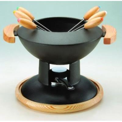 Baumalu - Service à Fondue noir forme WOK Fonte émaillée