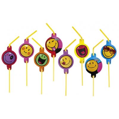 Pailles Flexibles Smiley (lot de 8)