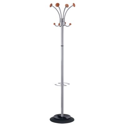 Alba portemanteau stily acier 4 double pateres - coloris gris metal et bois clair