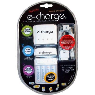 E-Charge Kit Chargeur Nomade Multi-Appareil 3 En 1 4 Aa Nimh 2000 Mah