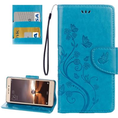 Xiaomi Redmi 3 Pro / 3s Housse Etui Cuir PU Bleu papillons