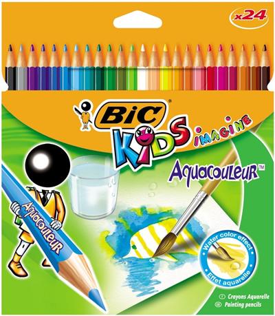 Crayon de couleur Bic Aquacouleur mine aquarelle - Etui de 24