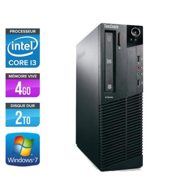 Unité centrale Lenovo ThinkCentre M81 SFF - Noir - Intel Core i3-2100 / 3.10 GHz - RAM 4 Go - HDD 2 To - DVDRW - Gigabit Ethernet - Windows 7 Professi