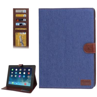 Ipad 4 / 3 / 2 Coque Housse Cuir PU Tissus (Dark Blue)