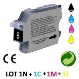 Lot De 4 Cartouches D'encre Compatibles Rechargeables Pour Imprimante Brother LC1100 - CMYK