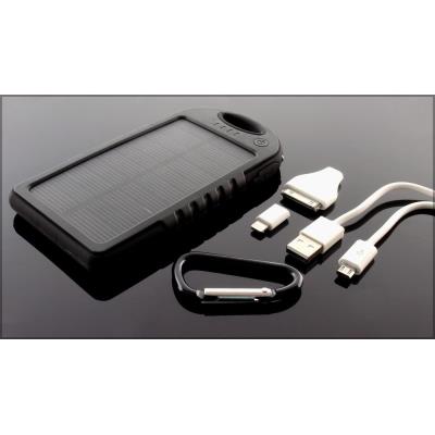 1.2w chargeur solaire avec 5000mah powerbank avec mousqueton pour iphone, iphone 5, ipod, nokia, samsung, sony (noire)