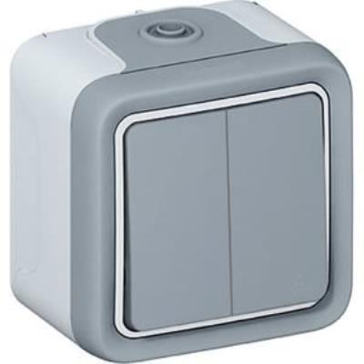 Legrand LEG69905 Double interrupteur ou va et vient apparent complet Gris Plexo