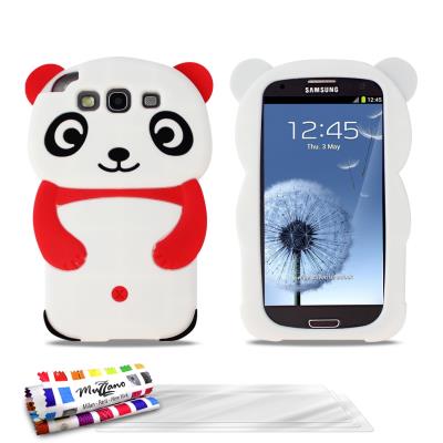 Coque souple Rouge , Panda, ORIGINALE de MUZZANO pour SAMSUNG GALAXY S3 + 3 Films de Protection Ecran UltraClear