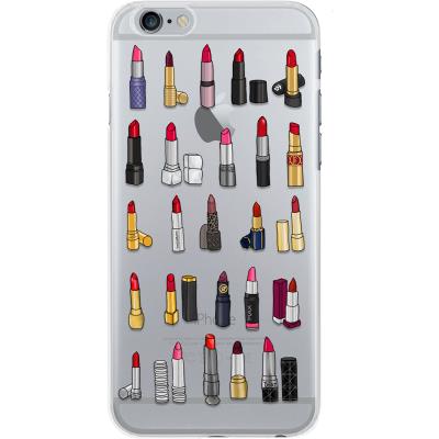 Coque souple transparente rouge à lèvre pour iPhone 6/6S