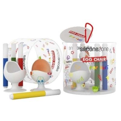 SILICONE ZONE 140861 LOT DE 2 CHAISES ENFANT FORME D'OEUF + 4 FEUTRES