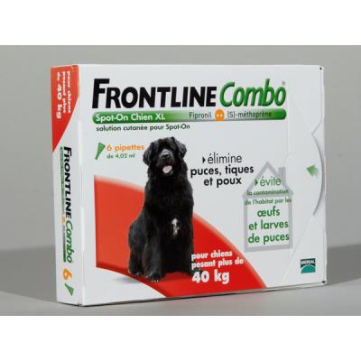 Frontline combo spot on soin antiparasitaire pour chiens 40/60 kg boîte 6 pipettes