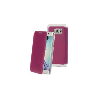 Muvit Made in Paris Crystal Folio - Flip cover voor mobiele telefoon - polyurethaan - Fuchsia - voor Samsung Galaxy S6 edge