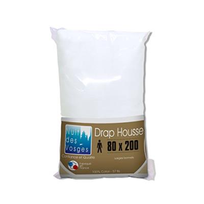 Nuit des vosges 2094497 cotoval drap housse uni coton blanc 80 x 200 cm
