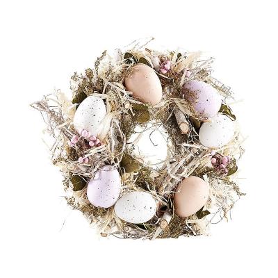 Couronne de Pâques décorative avec oeufs couleurs pastel, Ø 23cm