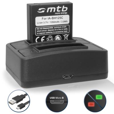 Batterie + Double Chargeur (USB) pour Samsung IA-BH125C / Pentax D-Li106 DLI106 DL-1106 / Ricoh DB-65 DB65 DB 65 / Sigma BP-41 BP41 BP 41 - v. liste!