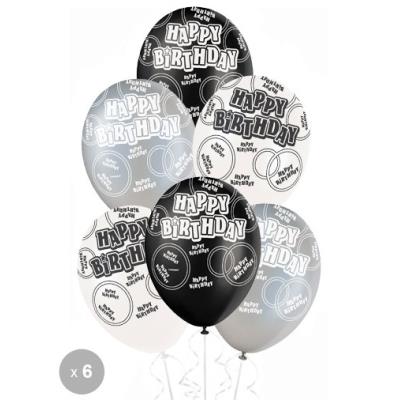 Ballons anniversaire noirs (x6)