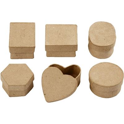 Boîtes miniatures, d: 4-6 cm, h: 3 cm, 6pièces
