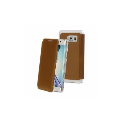 Muvit Made in Paris Crystal Folio - Flip cover voor mobiele telefoon - polyurethaan - bruin - voor Samsung Galaxy S6 edge