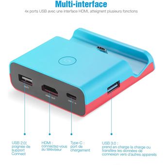 Connectique et chargeur console GENERIQUE Station d'accueil pour Nintendo  Switch,adaptateur HDMI compatible et mode TV