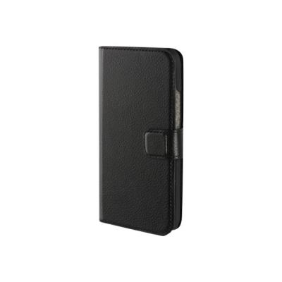 Xqisit Slim Wallet Case - Flip cover voor mobiele telefoon - synthetisch leer - zwart - voor HTC One (M8)