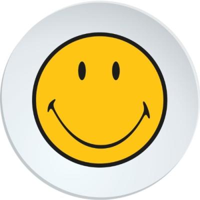 ZAK DESIGNS 6187-0311 ASSIETTE RONDE DIAMÈTRE: 25 CM MÉLAMINE BLANC SMILEY